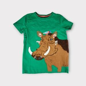 Mini Boden Green Boar Short Sleeve Tee